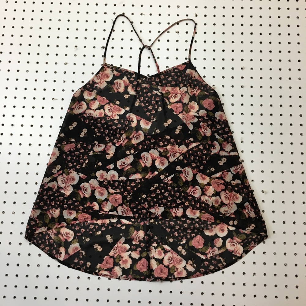 Leith floral print hi lo sheer tank top Nordstrom